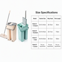 Serpillère plate avec seau à double compartiment pour lavage et séchage séparés, essoreuse intégrée, manche réglable en acier inoxydable, microfibre pour sols