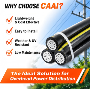 CAA-Y ABC 3x120 + N70 ASTM B LV linea coperta <span class=keywords><strong>AL</strong></span> + AAAC cavo XLPE servizio goccia 4core fase + neutro senza illuminazione EESCABLE - Product Image 3