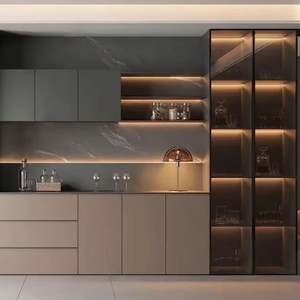 La salle à manger présente un meuble à vin contre le mur dans un salon, un meuble sur mesure. - Product Image 1