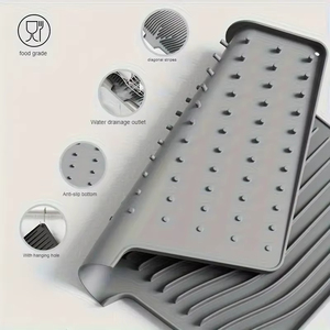Wholesale Classic Wave Draining Pad Silicone Drying Mat Non-slip Dish Holder <b>Table</b> Kitchen Placemat <b>Foldable</b> Heat Insulation - Product Image 6