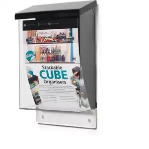 A5 尺寸户外宣传册分配盒带盖透明丙烯酸广告纸盒