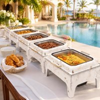 Réchaud de buffet rectangulaire électrique en acier inoxydable avec fenêtre de visualisation en verre, capacité 9L, couleur argent, pour hôtel