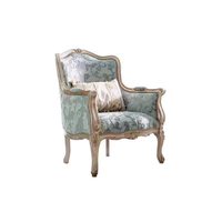 Canapé individuel en bois massif sculpté de style vintage français, fauteuil en tissu de luxe léger européen pour salon de villa, chaise de loisirs