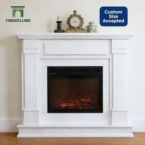 Caminetto Moderno Indipendente, Finitura Bianca Premium, Set Completo di Caminetto Elettrico per Soggiorno - Product Image 1