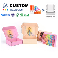 Muestra Gratis Caja de Envío Postal de Cartón Corrugado para Cosméticos en Color Rosa con Logotipo Personalizado