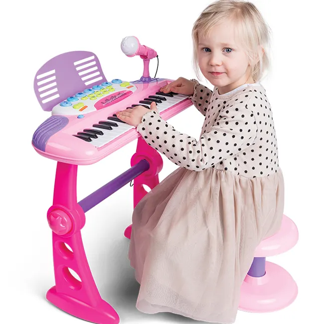 Micrófono multifuncional para niños, instrumento musical educativo de órgano electrónico, piano con silla, Juguetes