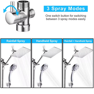 Robinet de salle de bain mural <span class=keywords><strong>avec</strong></span> système de douche noir à haute pression de 8 et 12 pouces <span class=keywords><strong>avec</strong></span> <span class=keywords><strong>mitigeur</strong></span> dissimulé Accessoires de douche à main inclus - Product Image 6