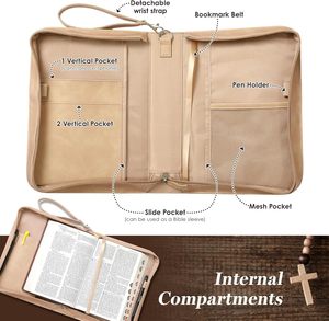 Free Sample Wholesale Custom Zipper <b>Waterproof</b> Portable Bible Clutches Bible Purse PU Leather Bible Shoulder Messenger <b>Bags</b> - Product Image 3