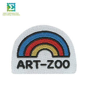 Patch tissé jacquard mixte de haute qualité badges ronds tissu à coudre avec logo - Product Image 1