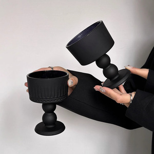 Retro Wabi-Sabi Black Frosted Glass Table Lamp French Vintage High-Footed <b>Cup</b>-Shaped Design Ins-style High-End for - Product Image 1