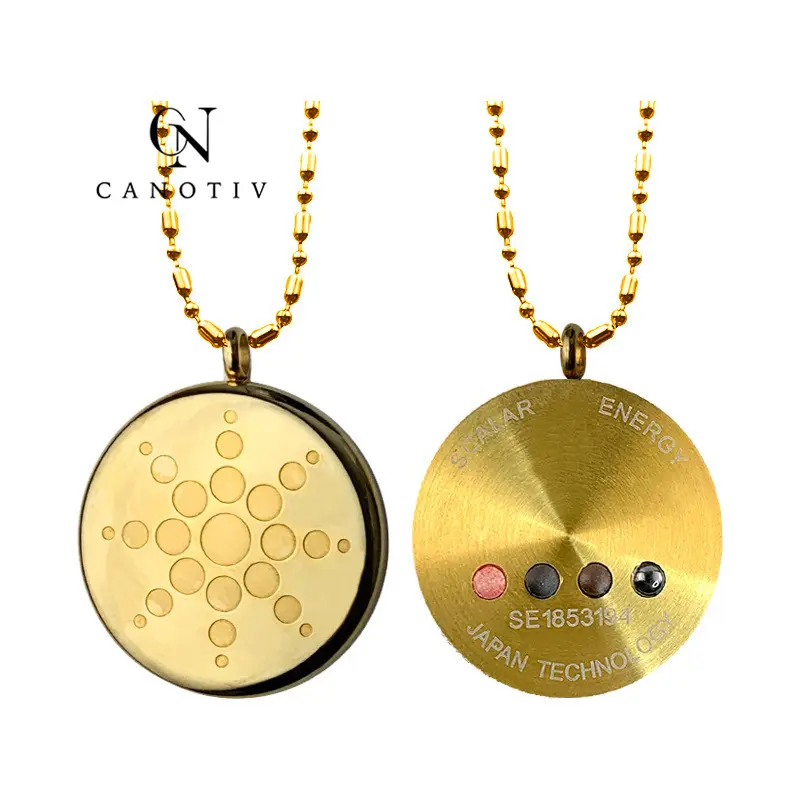 Stainless Steel Gold Germanium FIR Necklace Nano quantum science scalar energy pendant japan