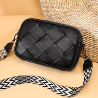 Tas Selempang Wanita Kulit Sapi Berkualitas Tinggi, Tas Tangan Kulit Asli Mewah, Tas Bahu Crossbody dengan Ritsleting dan Benang Katun