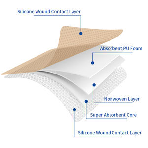 Poliüretan köpük yüksek Exudate emme bedbeddiyabet tıbbi silikon köpük yara pansuman - Product Image 3