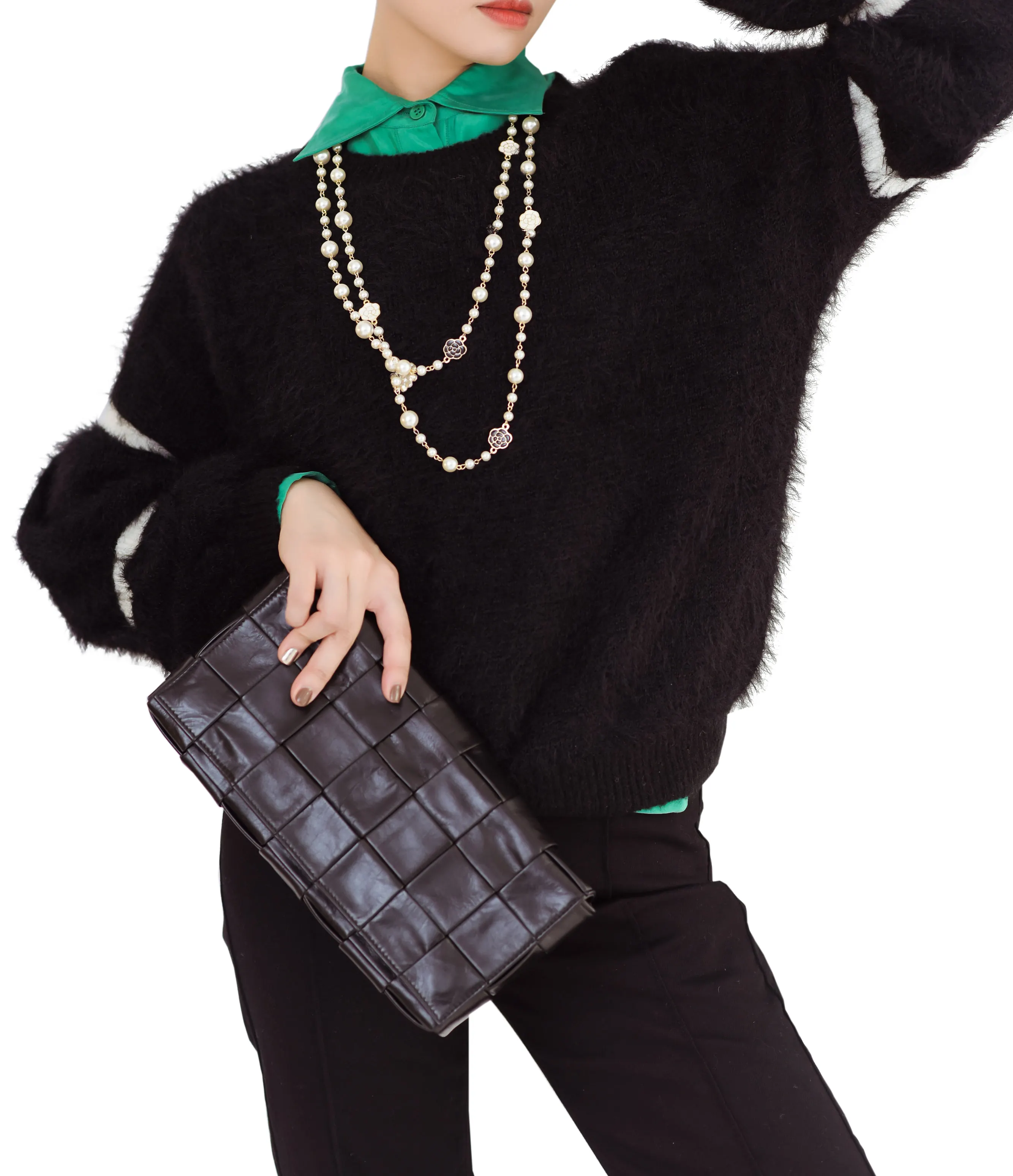 लेडी काले स्वेटर महिला महीन चिकना ऊन ऊन कपड़े