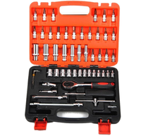 Kit d'outils manuels OEM personnalisable en acier au carbone, 46 pièces, trois couleurs, avec tiges de connexion rapides, en mallette rigide