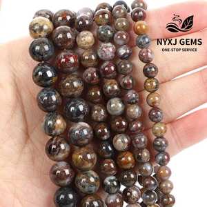 Perles rondes lisses en pierre naturelle <span class=keywords><strong>Peter</strong></span> Pietersite, 4/6/8/10/12 mm, vente chaude, neuves, pour la fabrication de bijoux - Product Image 1