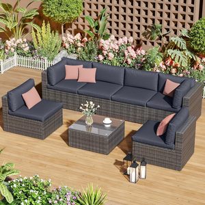 Meubles de jardin en rotin résistants aux intempéries, mobilier de patio contemporain, design moderne, imperméable - Product Image 6