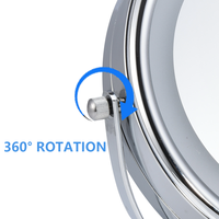Petit miroir sur pied pour salle de bain avec éclairage LED, miroir double face avec support pivotant pour la maison et l'hôtel