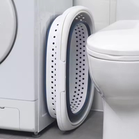 Panier à linge pliable peu encombrant en plastique léger avec poignées pour le rangement domestique et la salle de bain