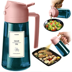 Bouteille pulvérisateur d'huile en verre sodocalcique écologique rose pêche, grande taille 2-en-1 pour barbecue - Product Image 1
