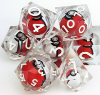 Ensemble de dés à noyau liquide DND personnalisé, 7 pièces, polyédriques en résine, pour jeux de table TRPG, faits à la main, avec rotation Poké Ball, cadeau