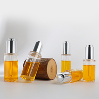 HOPECK 30ml 50ml Sérum Soin de la Peau Huile Essentielle Lotion Fond de Teint Flacon PET 20/415 Bouteille Métallisée Argentée avec Compte-gouttes à Bouton Poussoir Personnalisé