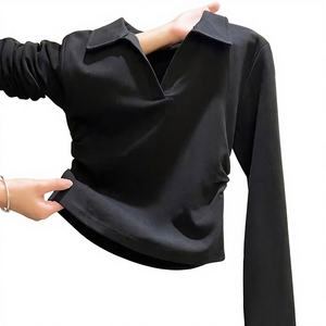 Women Slim Fit <b>Short</b> <b>Sleeve</b> Solid Polyester for Shirt Casual Office Wear Jersey Fabric Spring/Fall Everyday Outfit - Product Image 1