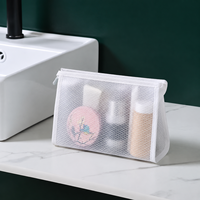 Sac de toilette de voyage en maille blanche imperméable, sac de rangement portable pour cosmétiques et maquillage, sac de shopping portable en gros