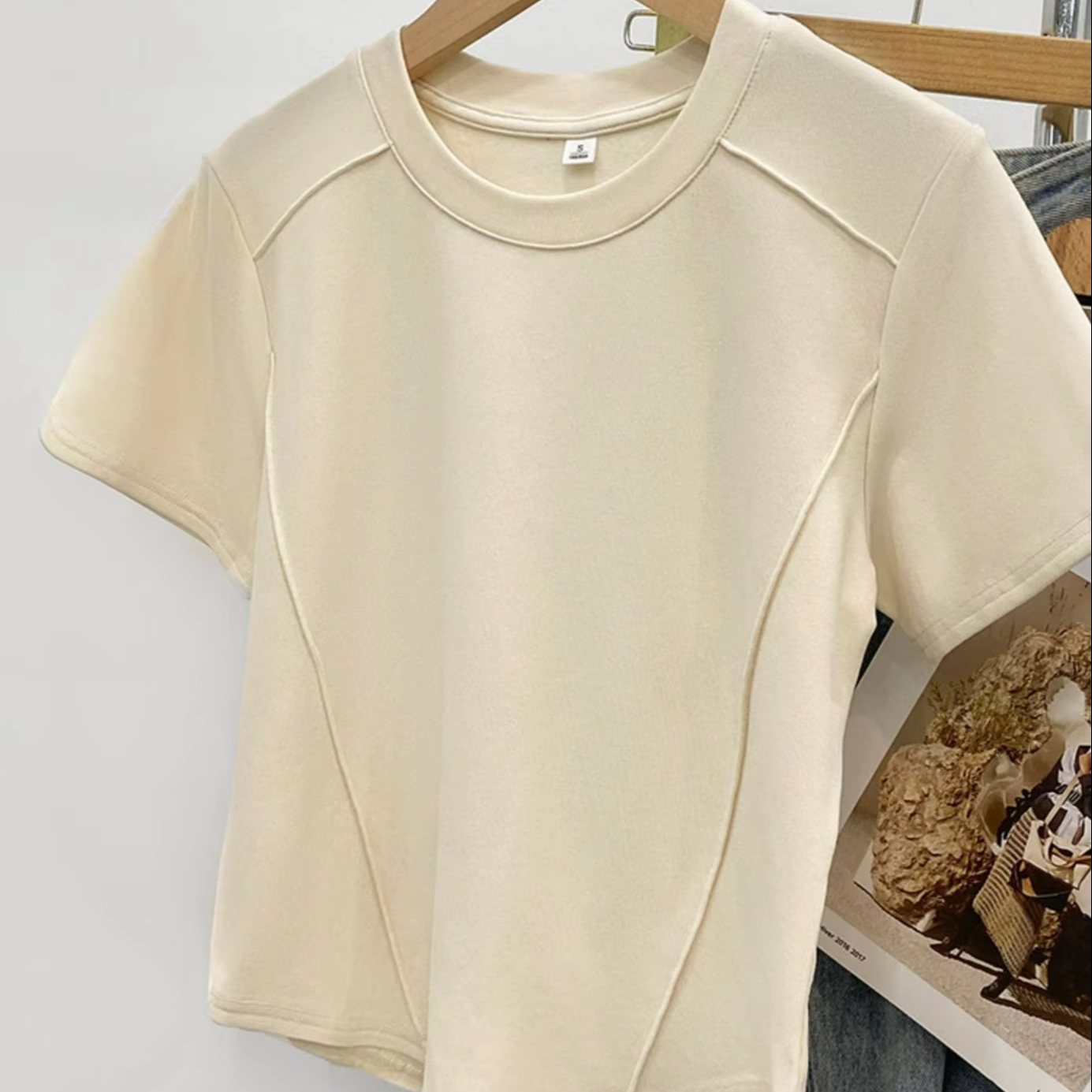 Women's Fashion T-Shirt High Quality Cotton Spandex Round-Neck Short Sleeved Summer Slim Fit Plus Size XS Solid Color Printed