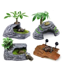 Boîte de cachette pour reptiles, tronc d'arbre en résine, cachette, boîte de cachette pour tortues, habitat, plateforme de bain de soleil, cachette pour petits animaux, serpent, reptile