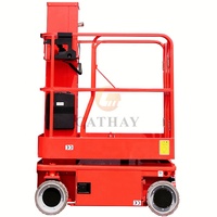 High End auto propelido vertical mastro elevador portátil mastro elevação pessoal cesta com chassi estável