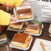 Confezione in Plastica PET Riciclabile ed Ecologica per Tiramisù, Red Velvet, Mousse e Pane - Design Quadrato Trasparente