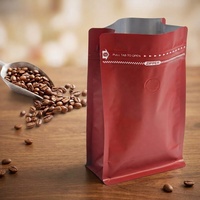 Sachet personnalisé à fond plat avec soufflet latéral et fermeture éclair à languette pour torréfacteurs de café, avec design d'emballage imprimé