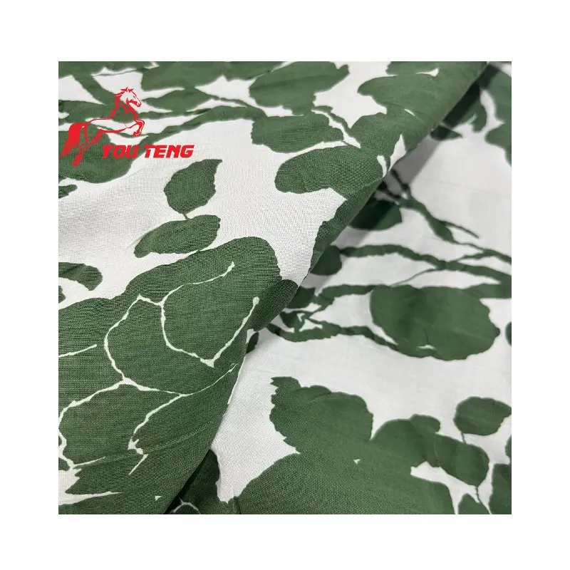 High-end Fashion Lightweight Newly Developed Floral Pigment Print Woven Crinkled Cotton Fabric For Women Dress Garment
