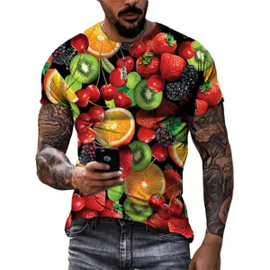 Fitspi kaus grafis buah sayuran lucu baru musim panas kaus pria mode orisinalitas kepribadian 3d kaus lengan pendek dicetak