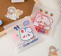 Sac à fermeture éclair givré mignon dessin animé fille coeur biscuit bonbons emballage pochette petit masque stockage bonbons sac translucide