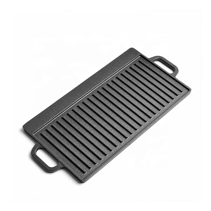 Preseasoned cast iron non stick griddle pan camping grill plate