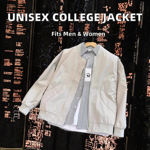 Chaqueta Universitaria Unisex para Hombre y Mujer, Chaqueta Cortavientos con Cuello de Béisbol, Cierre de un Solo Botón, Logotipo Personalizado, para Primavera - Product Image 2