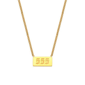 <span class=keywords><strong>Collana</strong></span> Personalizzata in Acciaio Inossidabile Placcato Oro 18K con Numero Angelico Rettangolare Alla Moda Impermeabile Regalo per Donne - Product Image 6