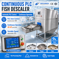 Descamadora de Pescado Continua Control PLC Chorro de Agua SUS304 para Salmón Tilapia Mojarra Carpa Procesamiento Continuo