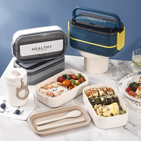 Boîte à repas portable de haute qualité avec compartiments, compatible micro-ondes, pour étudiants et employés de bureau, emballée en carton