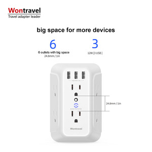Удлинитель для розеток Wontravel US с заземлением, 6 розеток, 3 USB, защита от перенапряжения, с поддержкой SDK - Product Image 6