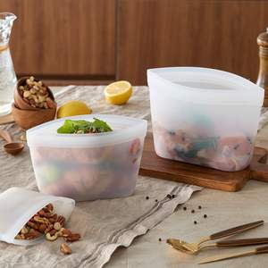 Organizador de Cocina Minimalista, Bolsas de Silicona Reutilizables con Cierre Hermético para Almacenamiento de Alimentos, con Base - Product Image 4