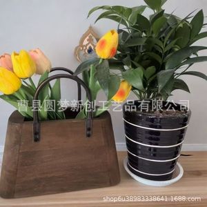 Cross-border wooden planter <b>basket</b>, home use, simple retro <b>flower</b> planting <b>basket</b>, creative wooden planter <b>basket</b> - Product Image 2