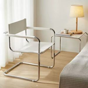 Bauhaus <span class=keywords><strong>Chaise</strong></span> de <span class=keywords><strong>salle</strong></span> à <span class=keywords><strong>manger</strong></span> moderne en cuir marron avec cadre en métal en acier inoxydable <span class=keywords><strong>Chaise</strong></span> de restaurant - Product Image 1