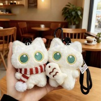 Porte-clés en peluche doux de haute qualité, motif dessin animé, chat et poisson, accessoires mignons