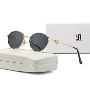 Nouvelles lunettes de soleil ovales pour femmes, monture métallique noire, protection UV400, type 3, style urbain - Product Image 5