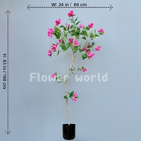 Grand arbre de bougainvillier artificiel avec tronc en bois de fleurs roses et Pot noir pour décor de noël à la maison de mariage de bureau