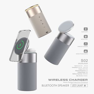 Haut-parleur sans fil <span class=keywords><strong>4</strong></span> en 1, lumière LED, 15W, chargeur magnétique sans fil, s'applique au chargement des écouteurs <span class=keywords><strong>iPhone</strong></span> 14, tendance 2023 - Product Image 3