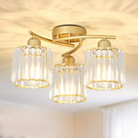 Lustre Nordique Moderne à Trois Têtes en Fer et Cristal, LED AC, Lumière Chaude, Luxueux, Minimaliste, Créatif, Montage en Surface, pour Salon, Garantie 3 Ans